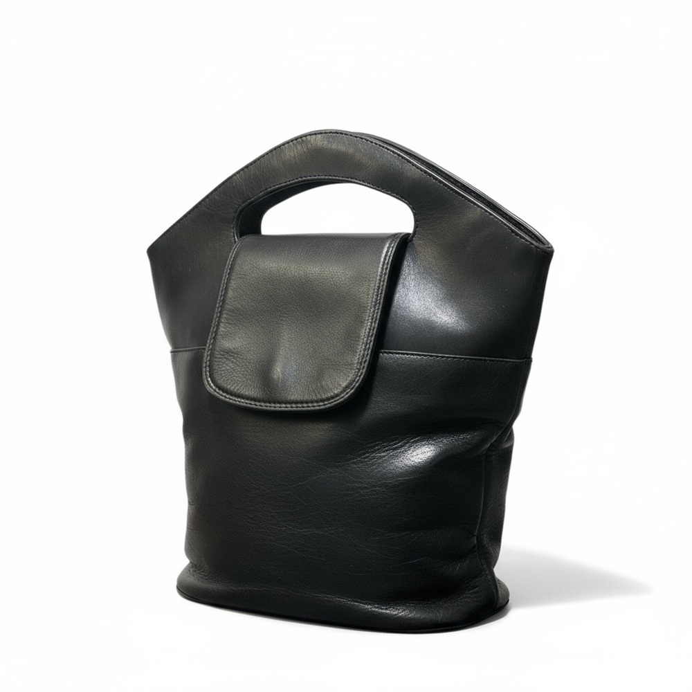 ⚡ CHAOS Leather Collection Black Genuine Leather Tote Bag | Modern Minimalist